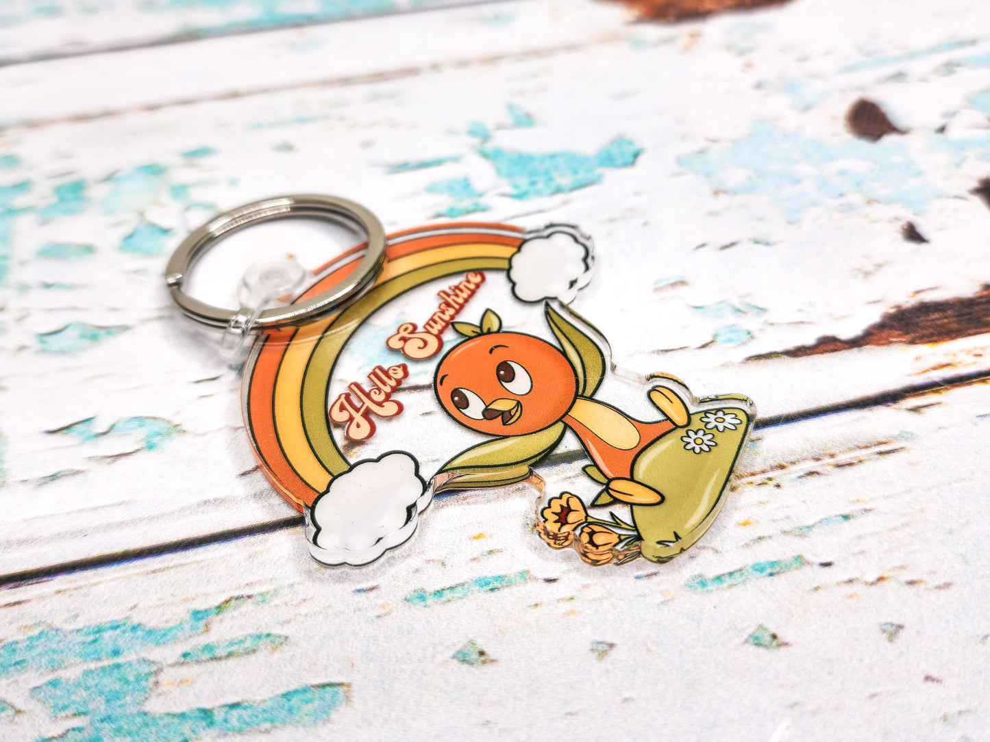 Hello Sunshine Orange Bird Keychain