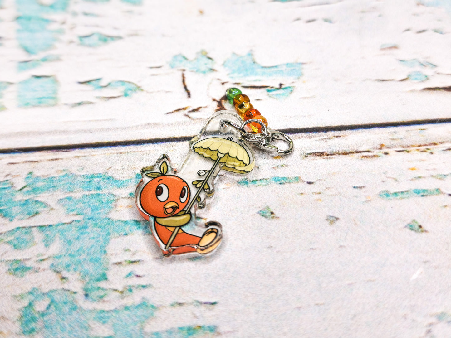 Hello Sunshine Orange Bird Planner Charm with Beads