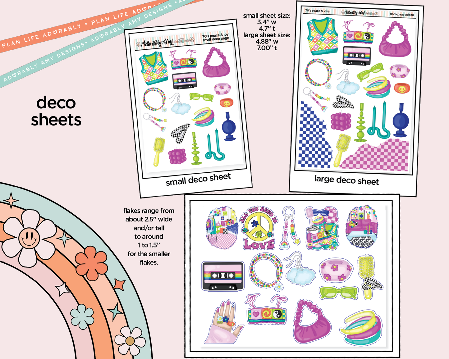 70's Peace & Love Weekly Kit Deco Pages - All Sizes