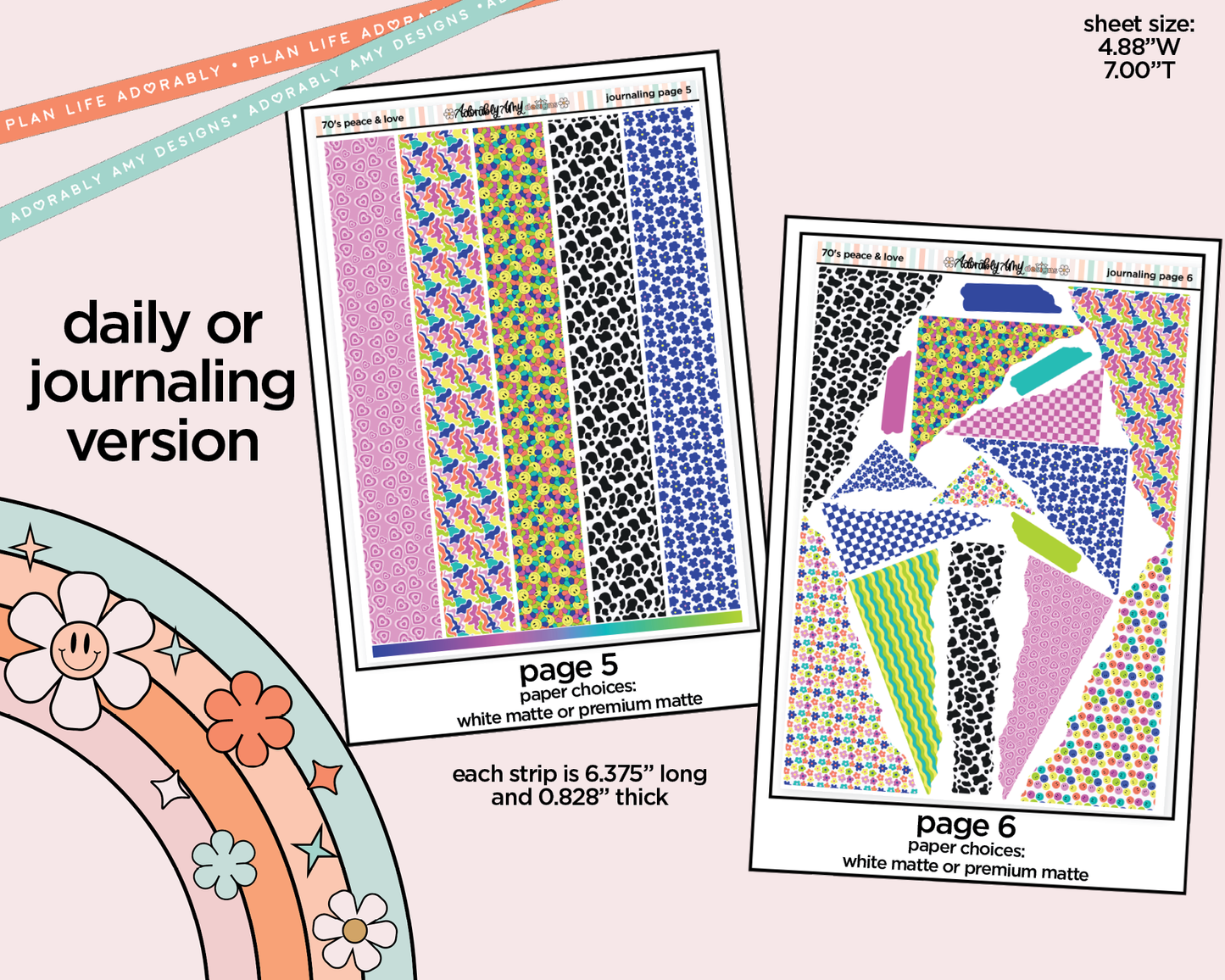 Journaling and Daily Planning 70's Peace & Love Planner Sticker Kit