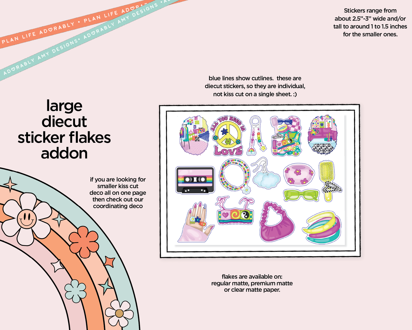 Journaling and Daily Planning 70's Peace & Love Planner Sticker Kit