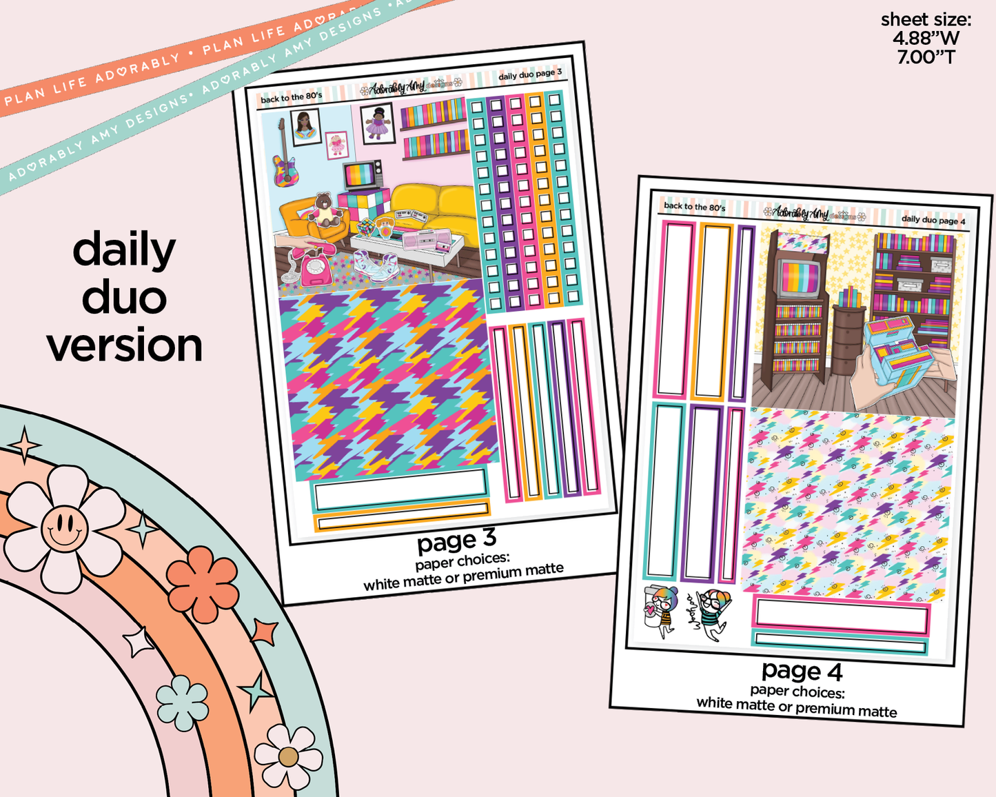 Daily Duo Back to the 80's Weekly Planner Sticker Kit for Daily Duo Planner