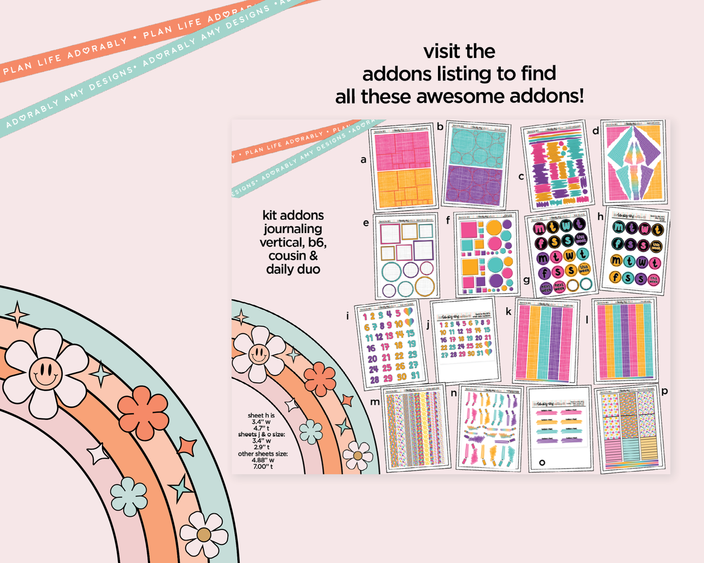 Mini B6 Back to the 80's Planner Sticker Kit sized for ANY Vertical Insert