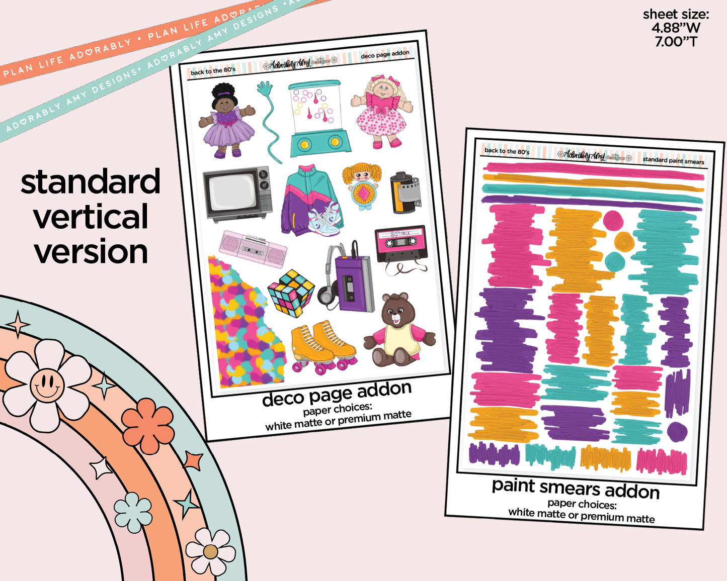 Vertical Back to the 80's Weekly Sticker Kit for Vertical Standard Size Planners or Insert