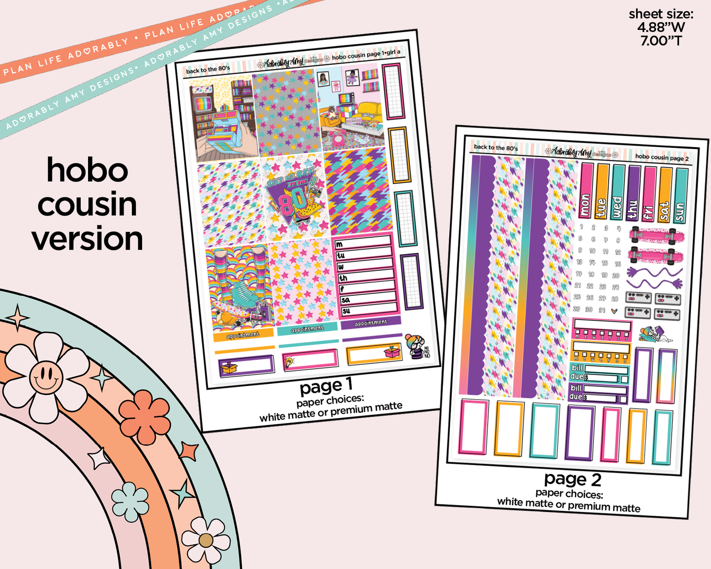 Hobonichi Cousin Weekly Back to the 80's Planner Sticker Kit for Hobo Cousin or Similar Planners