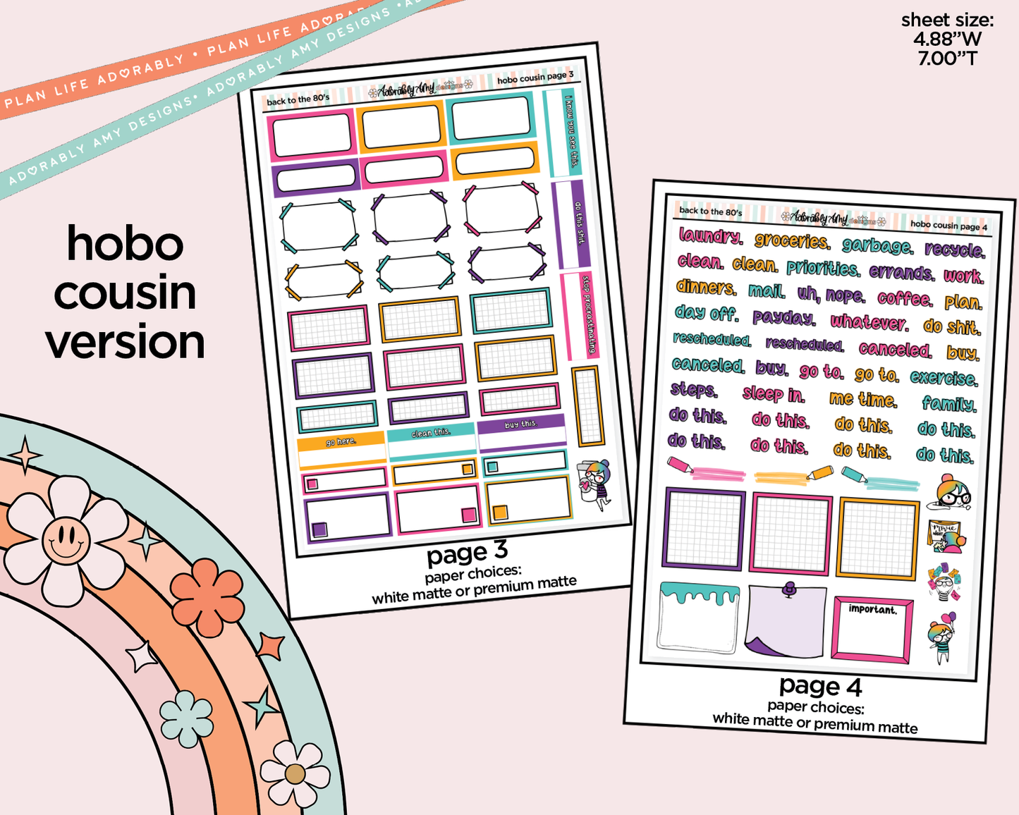 Hobonichi Cousin Weekly Back to the 80's Planner Sticker Kit for Hobo Cousin or Similar Planners