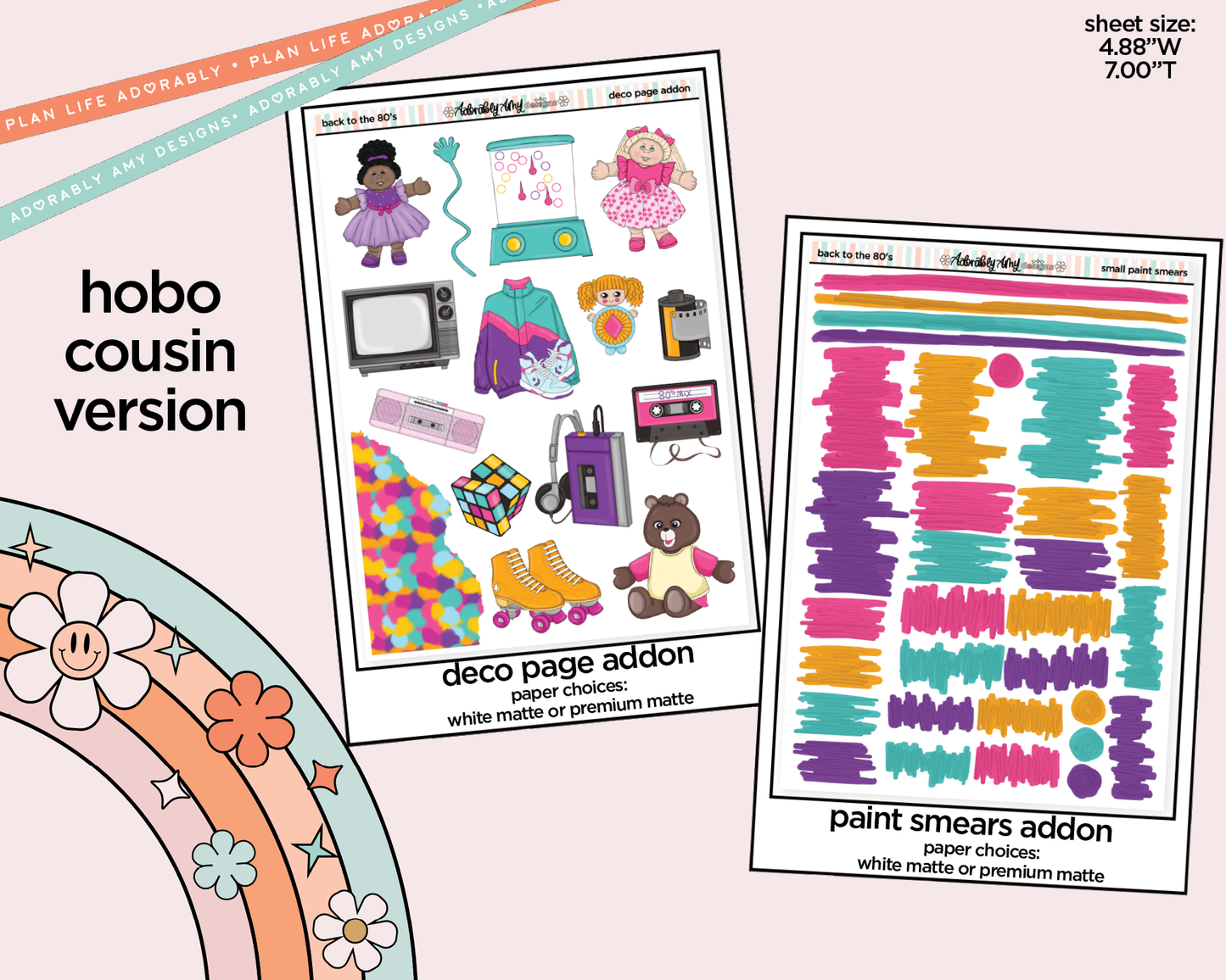 Hobonichi Cousin Weekly Back to the 80's Planner Sticker Kit for Hobo Cousin or Similar Planners