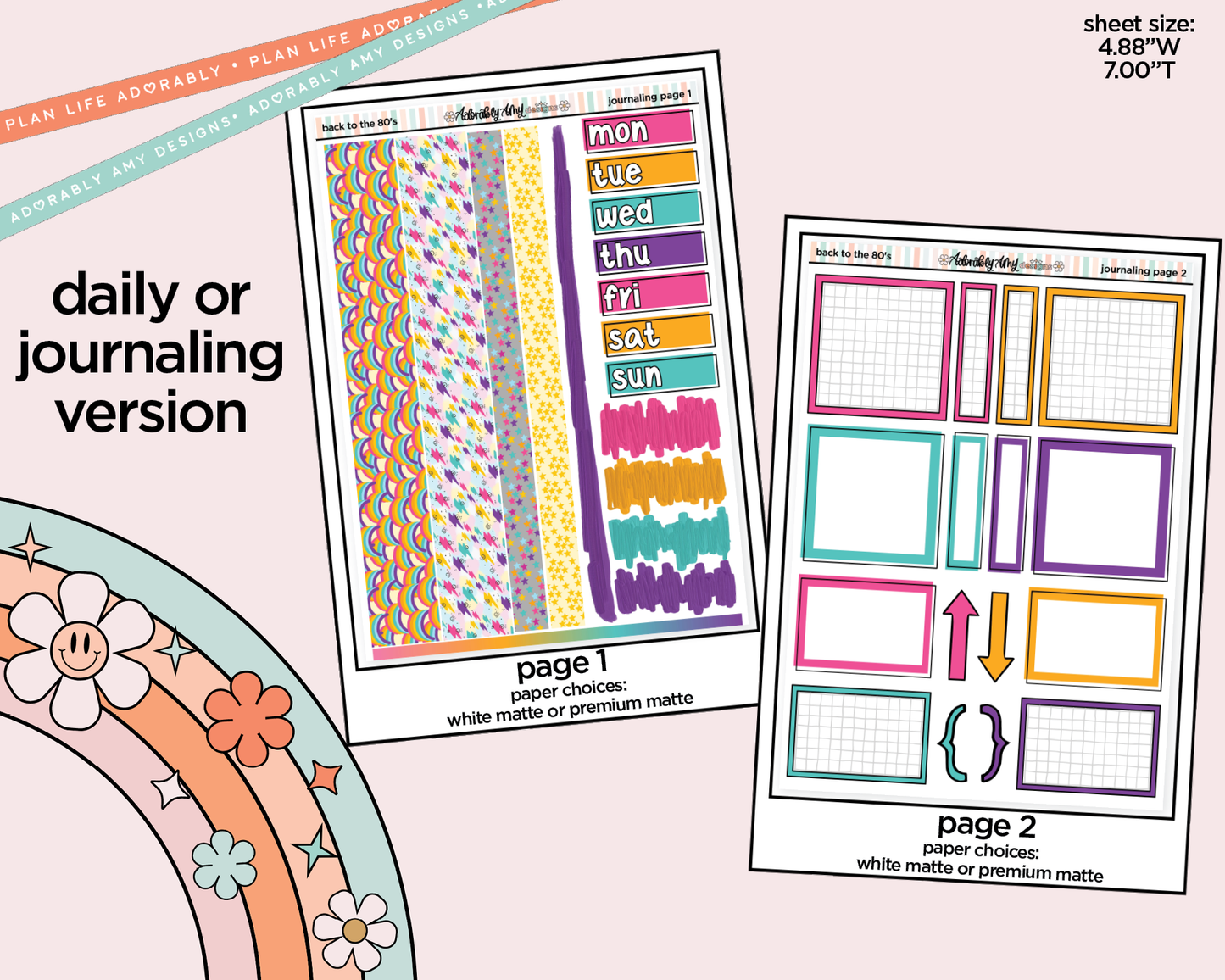 Journaling and Daily Planning Back to the 80's Planner Sticker Kit