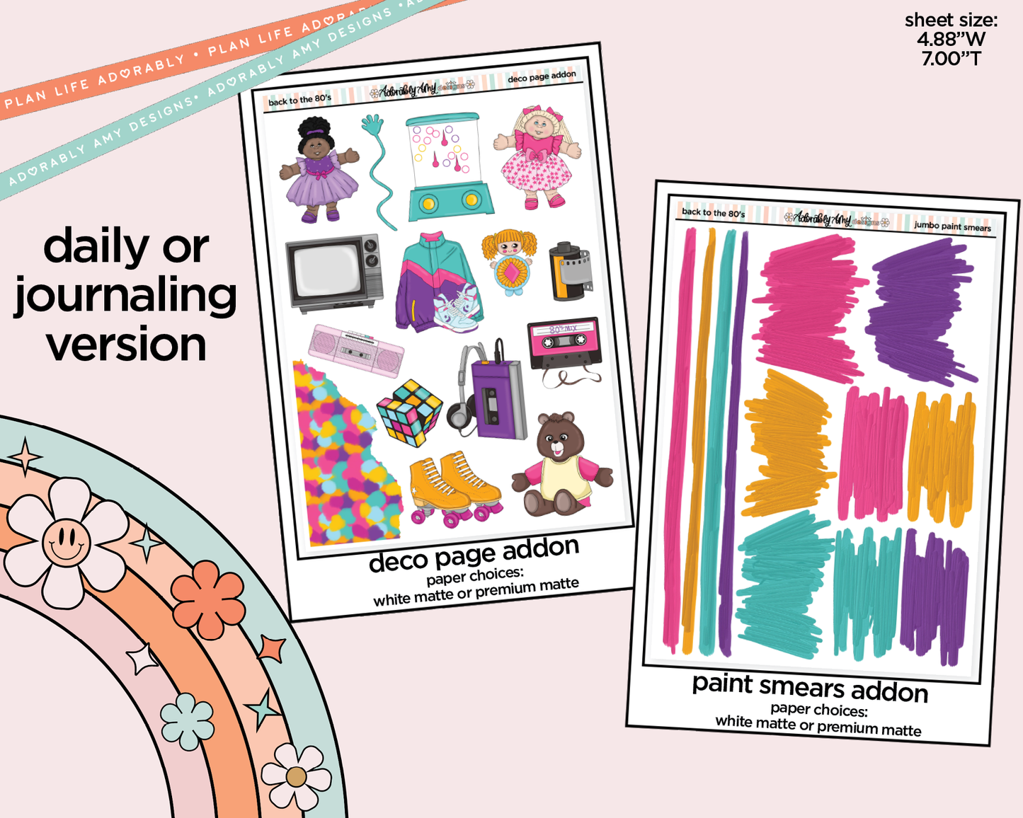 Journaling and Daily Planning Back to the 80's Planner Sticker Kit