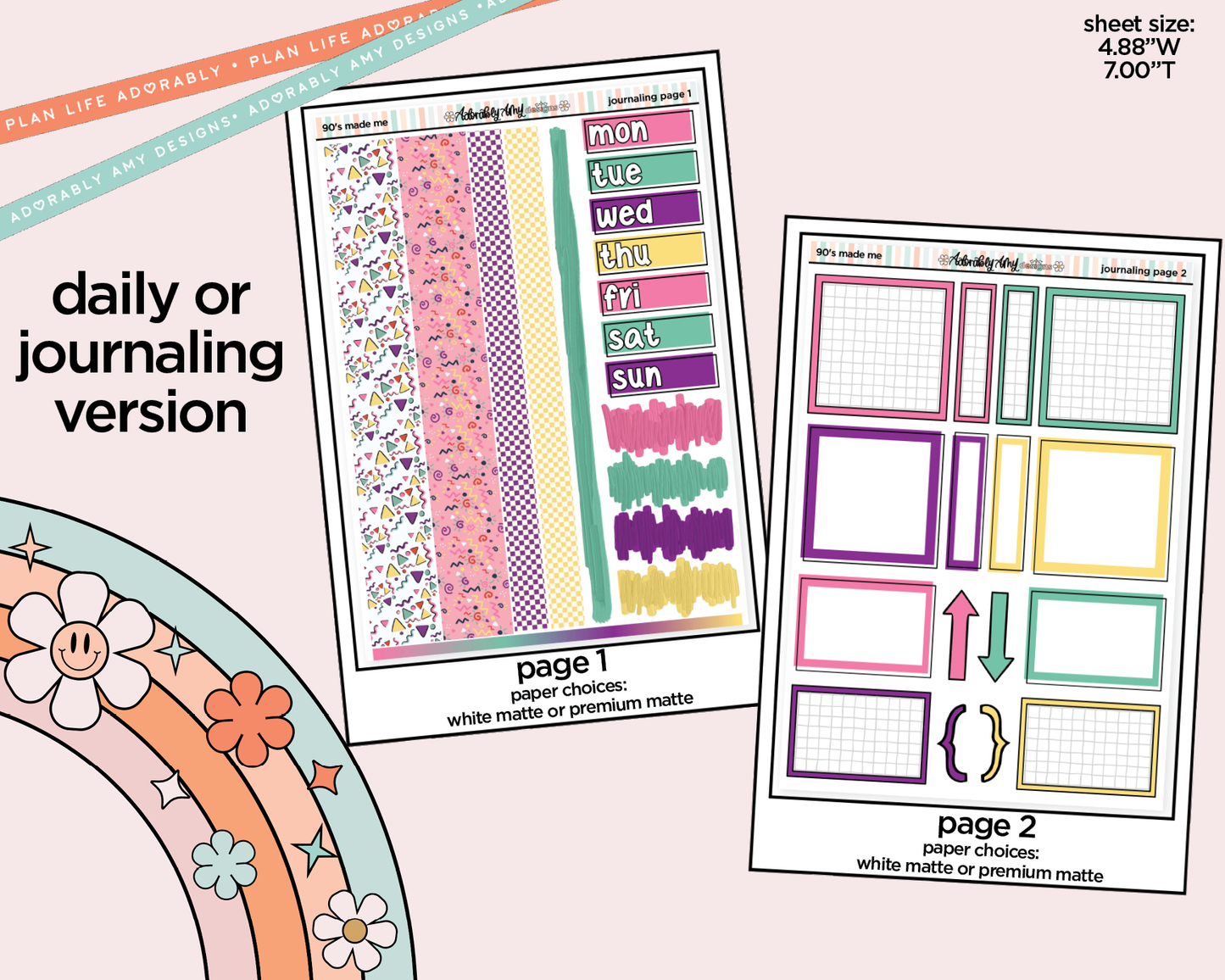 Journaling and Daily Planning 90's Made Me Planner Sticker Kit