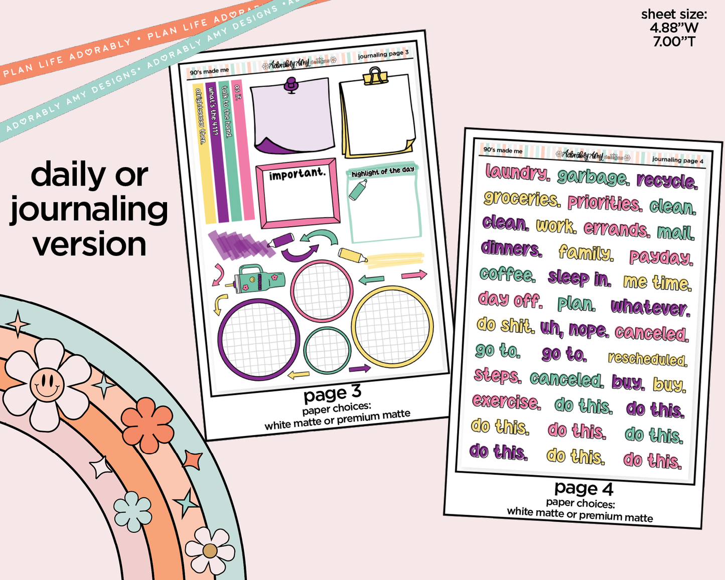 Journaling and Daily Planning 90's Made Me Planner Sticker Kit