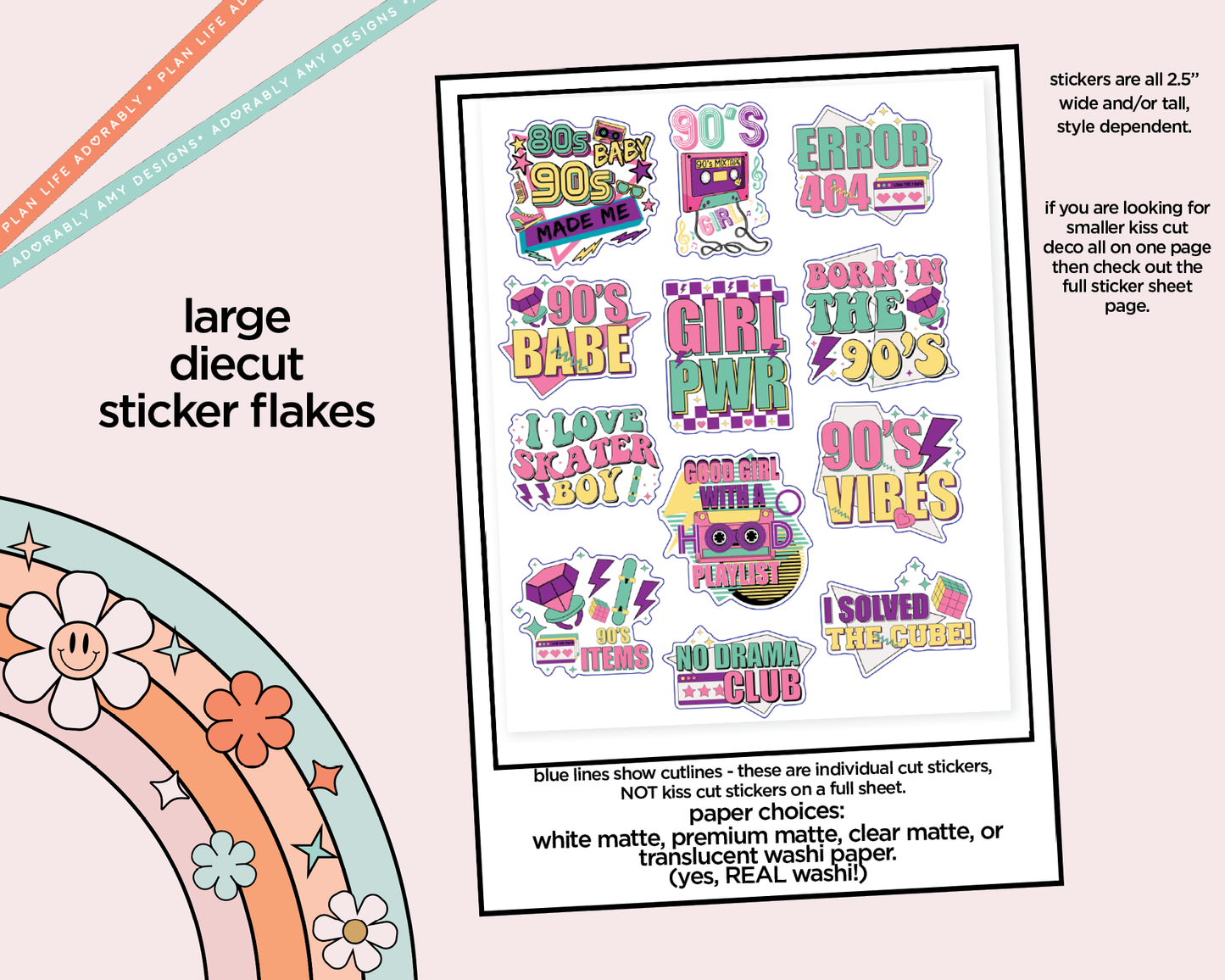 90's Made Me Typography Sampler Planner Stickers