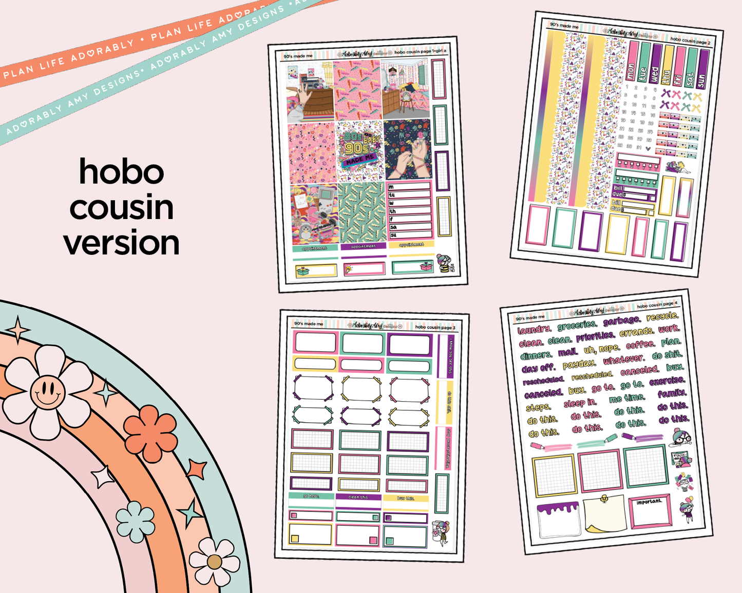 Hobonichi Cousin Weekly 90's Made Me Planner Sticker Kit for Hobo Cousin or Similar Planners