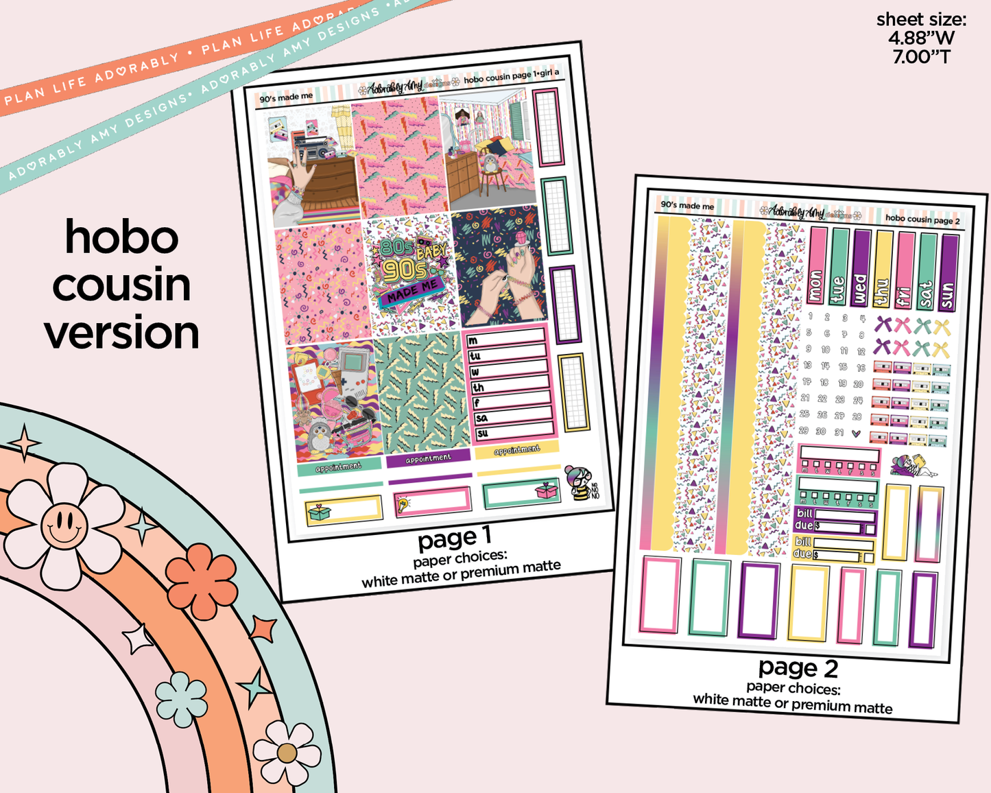 Hobonichi Cousin Weekly 90's Made Me Planner Sticker Kit for Hobo Cousin or Similar Planners