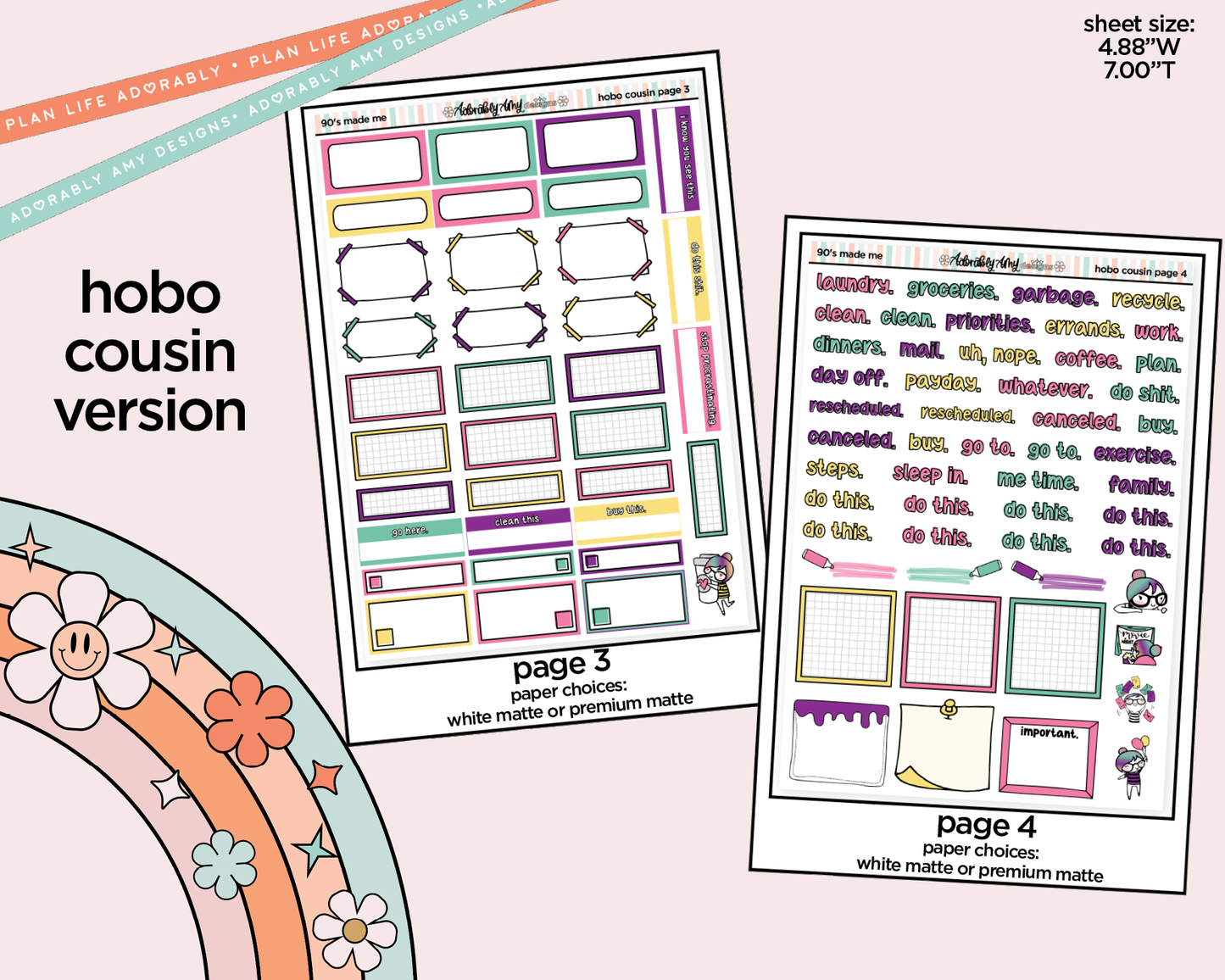 Hobonichi Cousin Weekly 90's Made Me Planner Sticker Kit for Hobo Cousin or Similar Planners