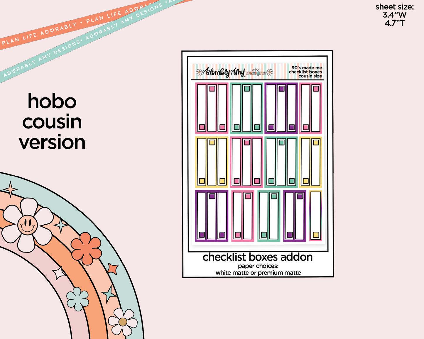 Hobonichi Cousin Weekly 90's Made Me Planner Sticker Kit for Hobo Cousin or Similar Planners