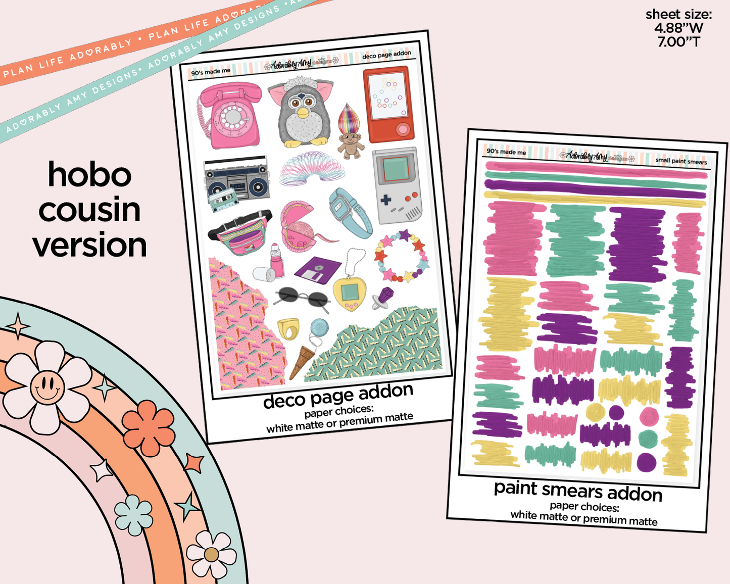 Hobonichi Cousin Weekly 90's Made Me Planner Sticker Kit for Hobo Cousin or Similar Planners