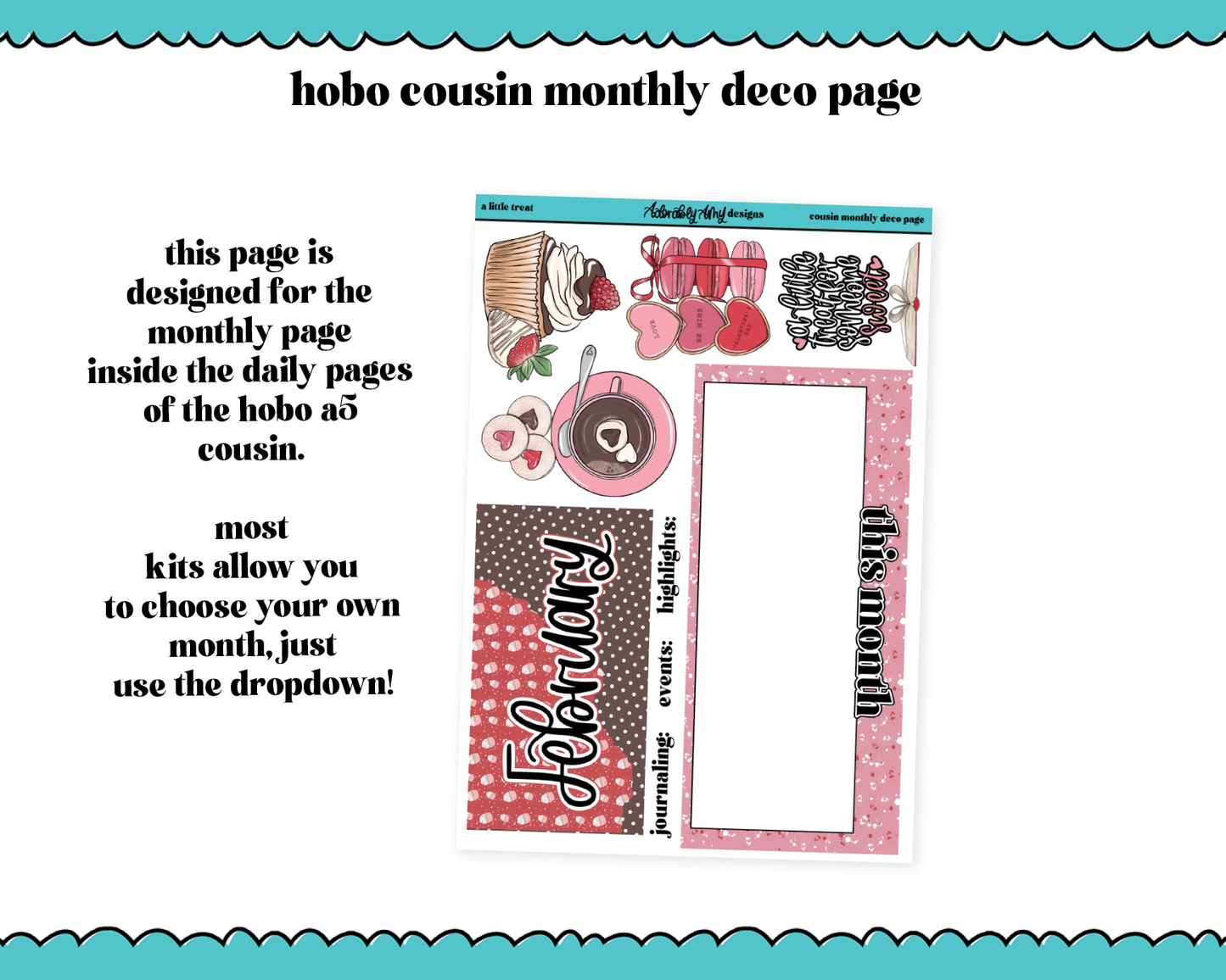Hobonichi Cousin Monthly Pick Your Month A Little Treat Planner Sticker Kit for Hobo Cousin or Similar Planners