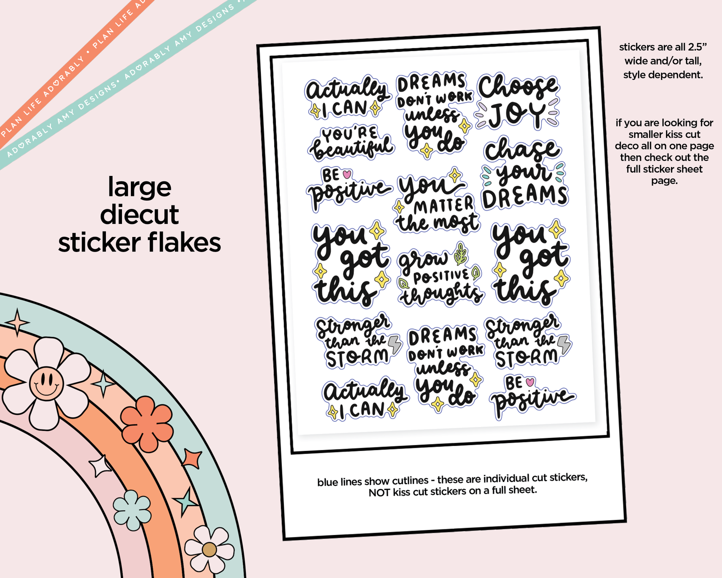 Actually I Can Motivational Deco Typography Sampler Planner Stickers