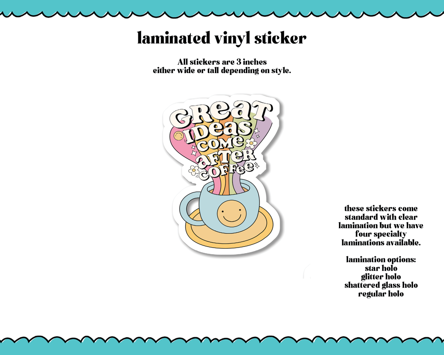 Laminated Vinyl Large Diecut Stickers-Great Things After Coffee