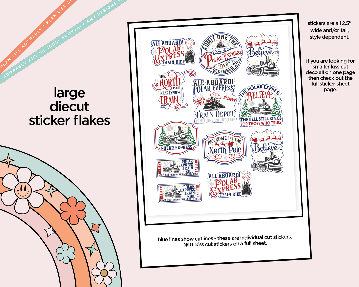 All Aboard Deco Typography Sampler Planner Stickers