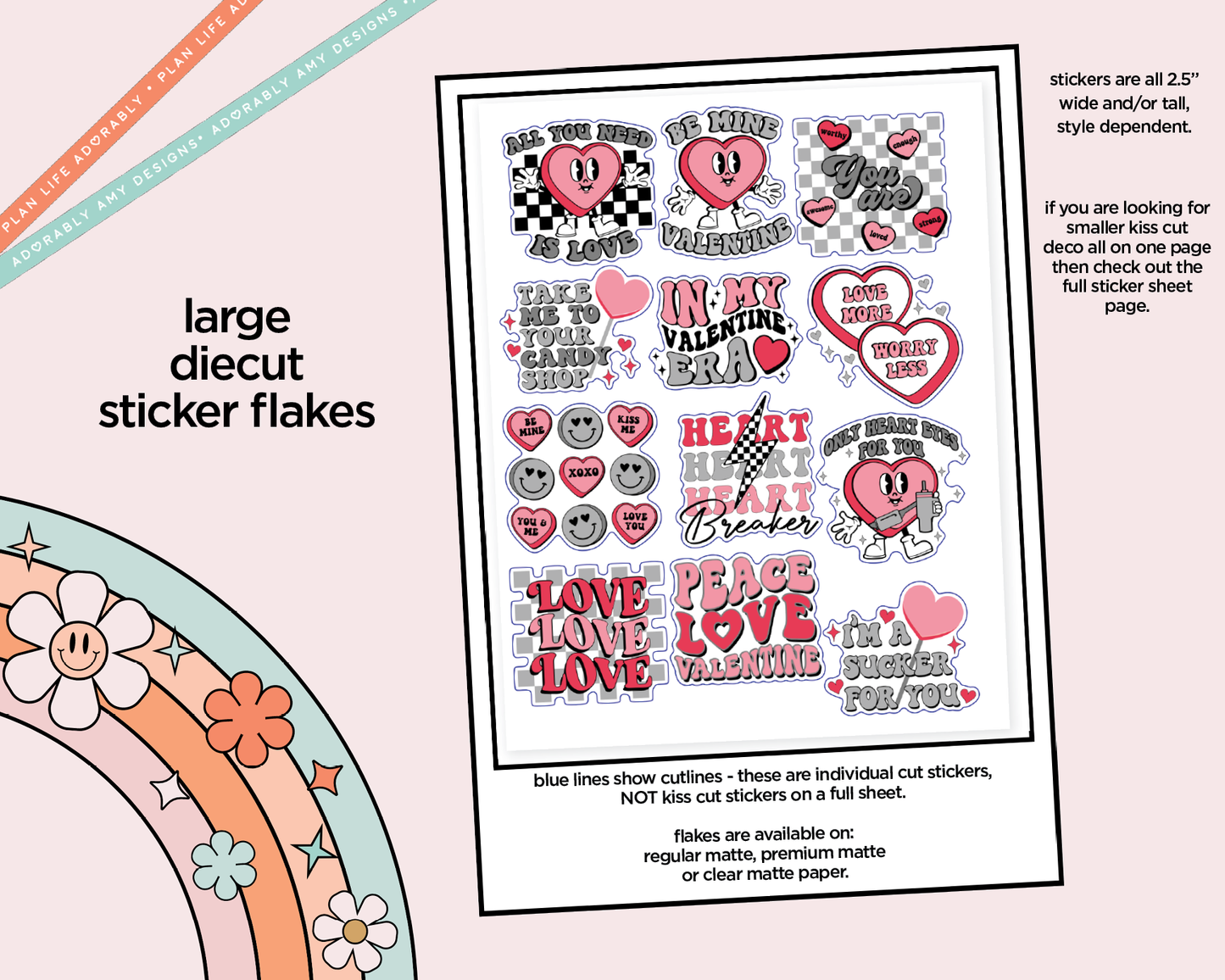 All You Need is Love Deco Typography Sampler Planner Stickers