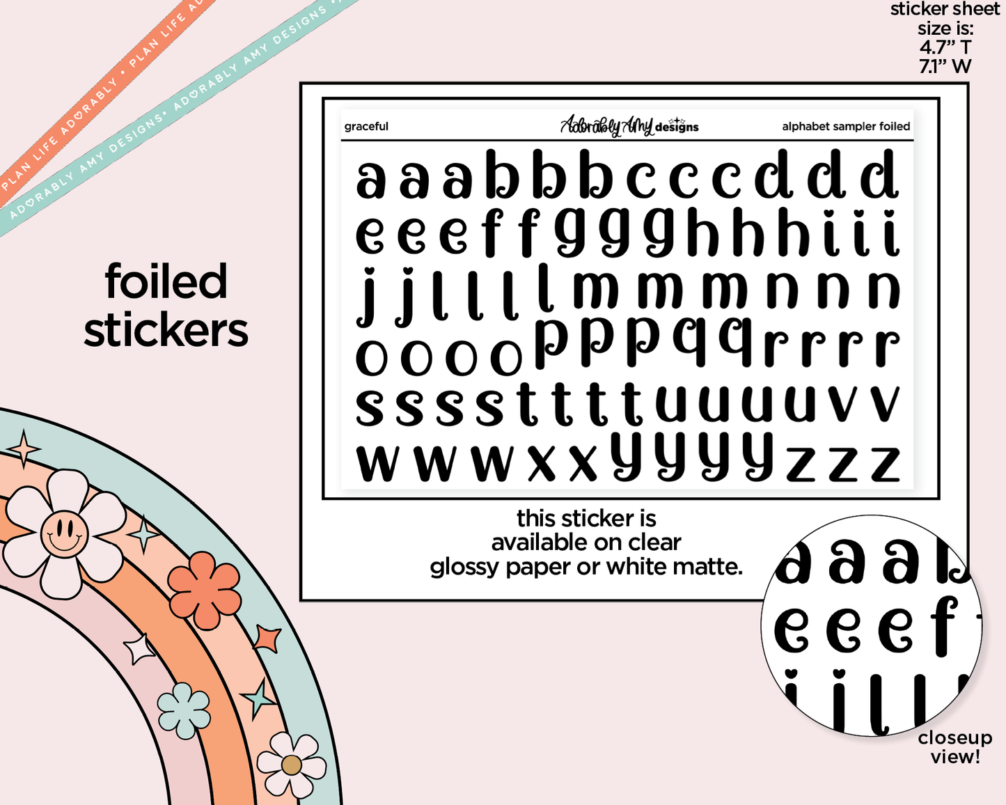 Foiled Graceful Alphabet Stickers Deco Typography Sampler Planner Stickers