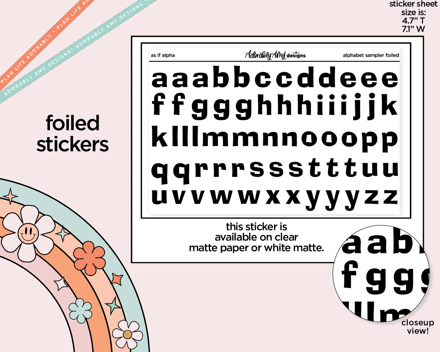 Foiled As If Alphabet Stickers Deco Typography Sampler Planner Stickers