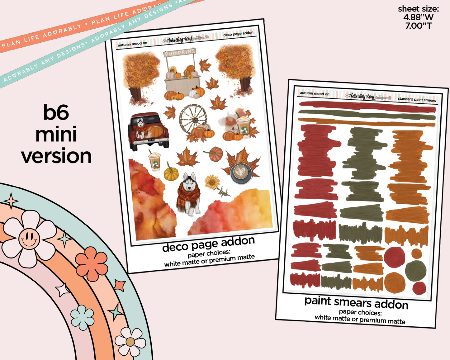 Mini B6 Autumn Mode On Planner Sticker Kit sized for ANY Vertical Insert