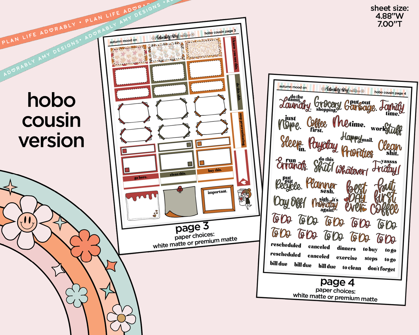 Hobonichi Cousin Weekly Autumn Mode On Planner Sticker Kit for Hobo Cousin or Similar Planners