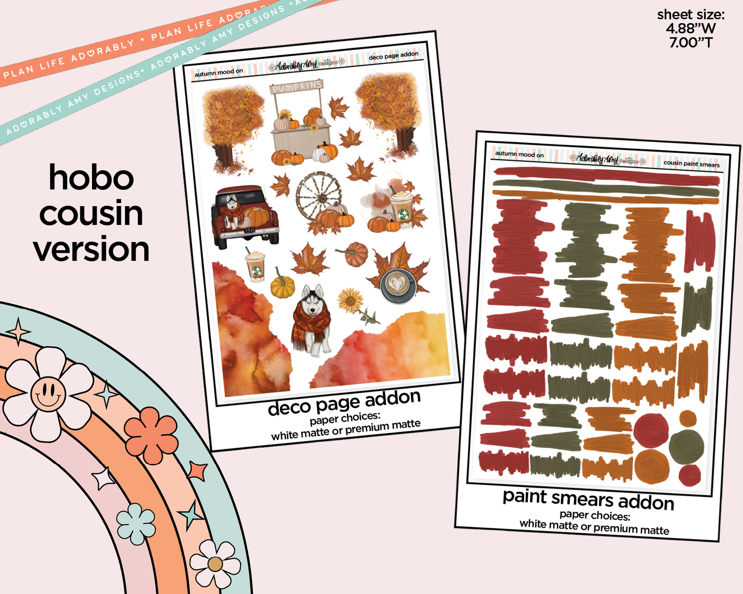 Hobonichi Cousin Weekly Autumn Mode On Planner Sticker Kit for Hobo Cousin or Similar Planners