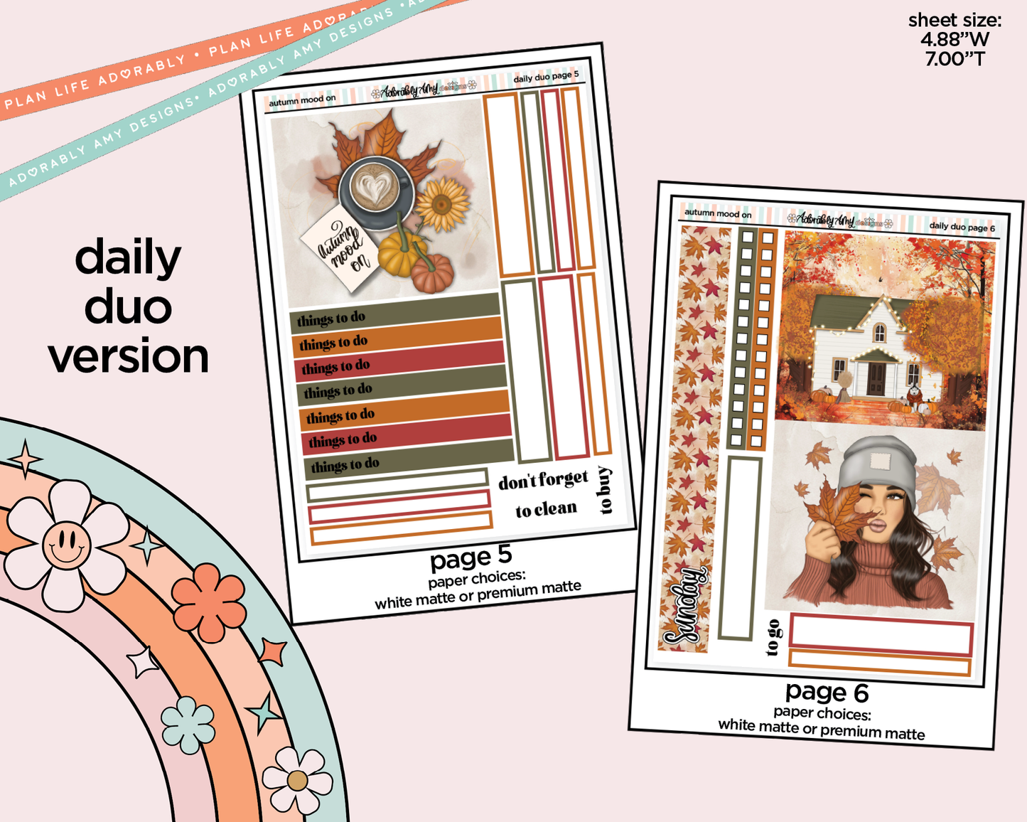 Daily Duo Autumn Mode On Weekly Planner Sticker Kit for Daily Duo Planner