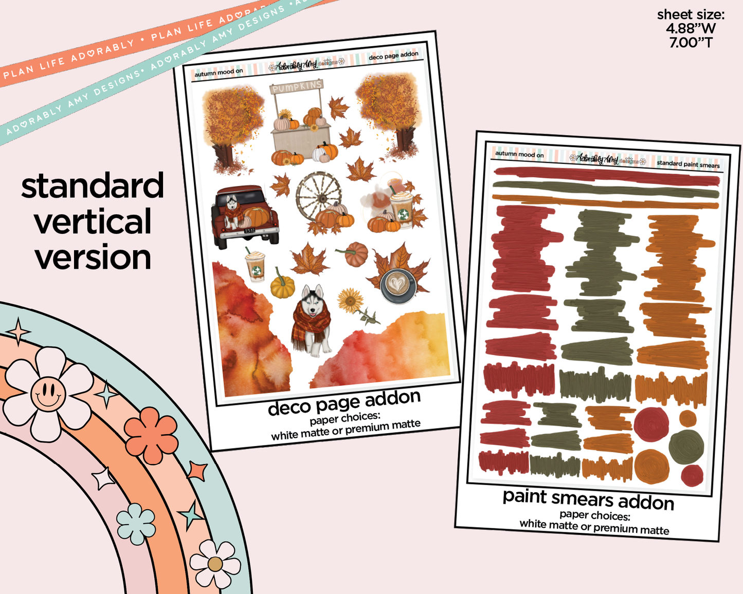 Vertical Autumn Mode On Weekly Sticker Kit for Vertical Standard Size Planners or Insert