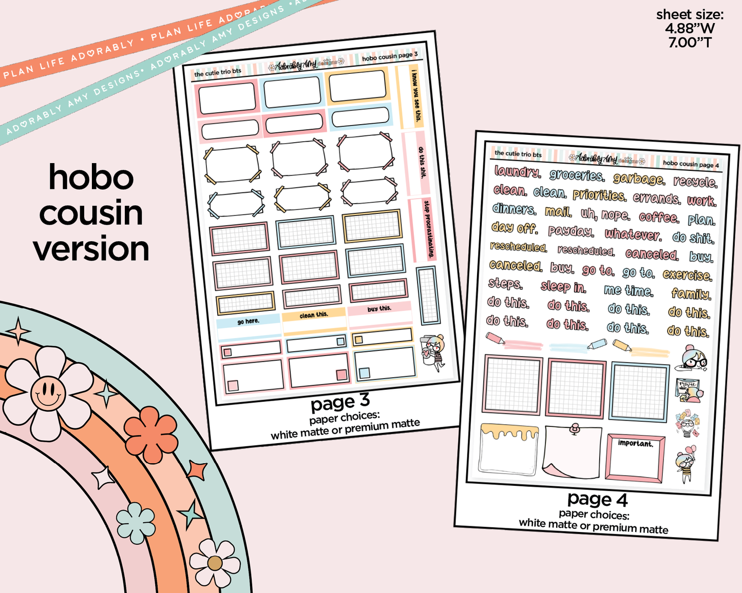 Hobonichi Cousin Weekly The Cutie Trio Back to School Planner Sticker Kit for Hobo Cousin or Similar Planners