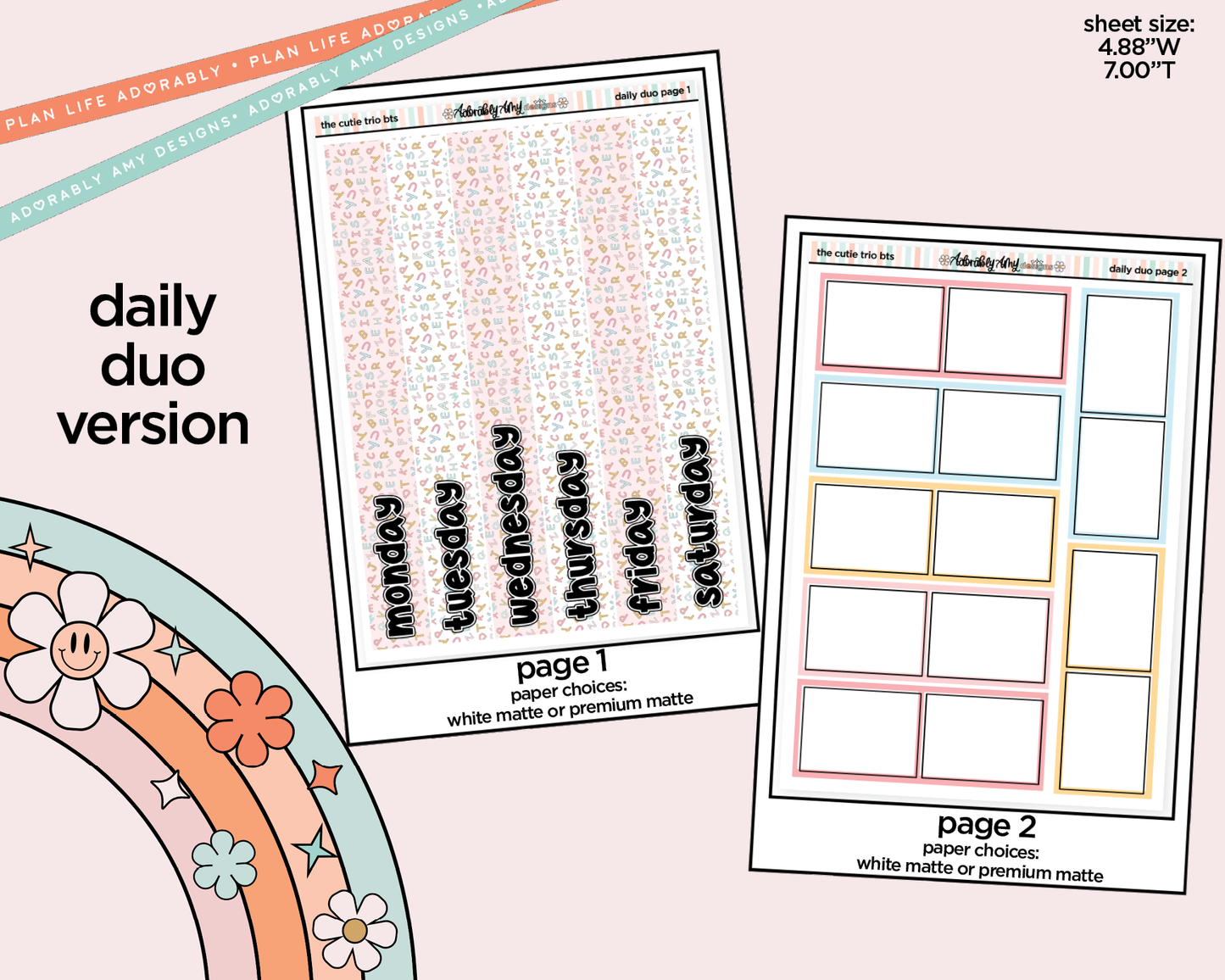 Daily Duo The Cutie Trio Back to School Weekly Planner Sticker Kit for Daily Duo Planner