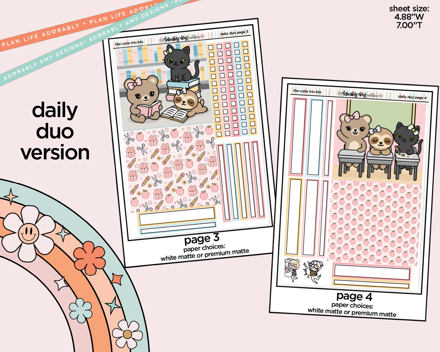 Daily Duo The Cutie Trio Back to School Weekly Planner Sticker Kit for Daily Duo Planner