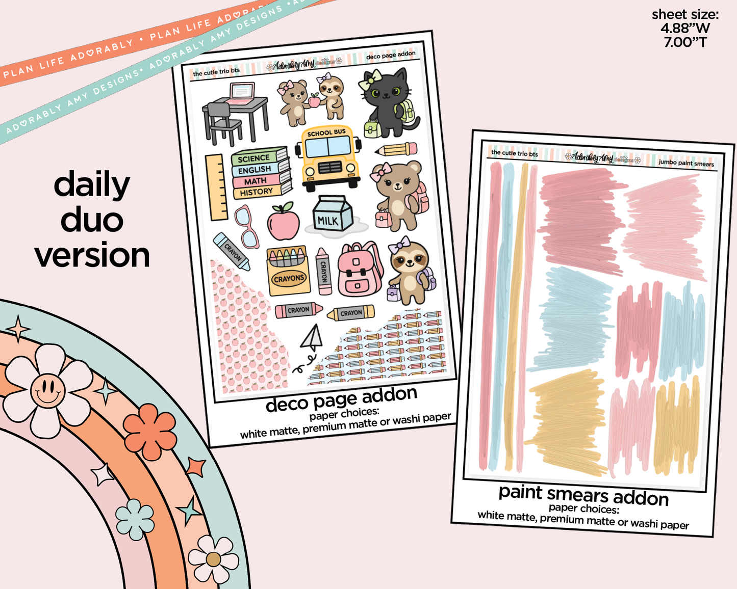 Daily Duo The Cutie Trio Back to School Weekly Planner Sticker Kit for Daily Duo Planner