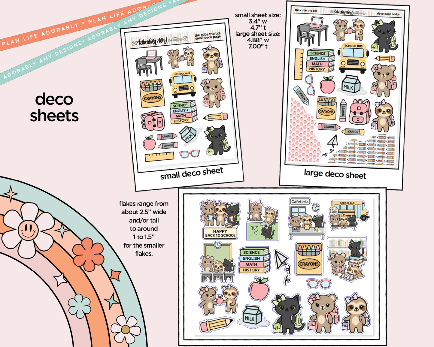 The Cutie Trio Back to School Weekly Kit Deco Pages - All Sizes