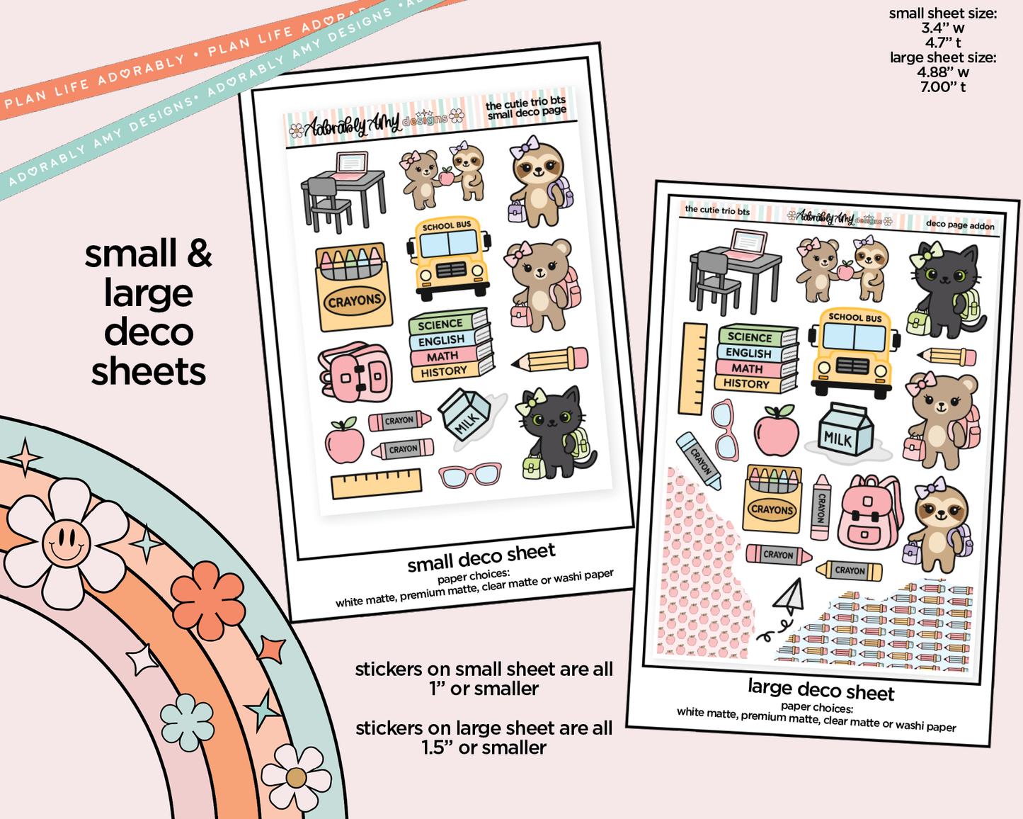 The Cutie Trio Back to School Weekly Kit Deco Pages - All Sizes