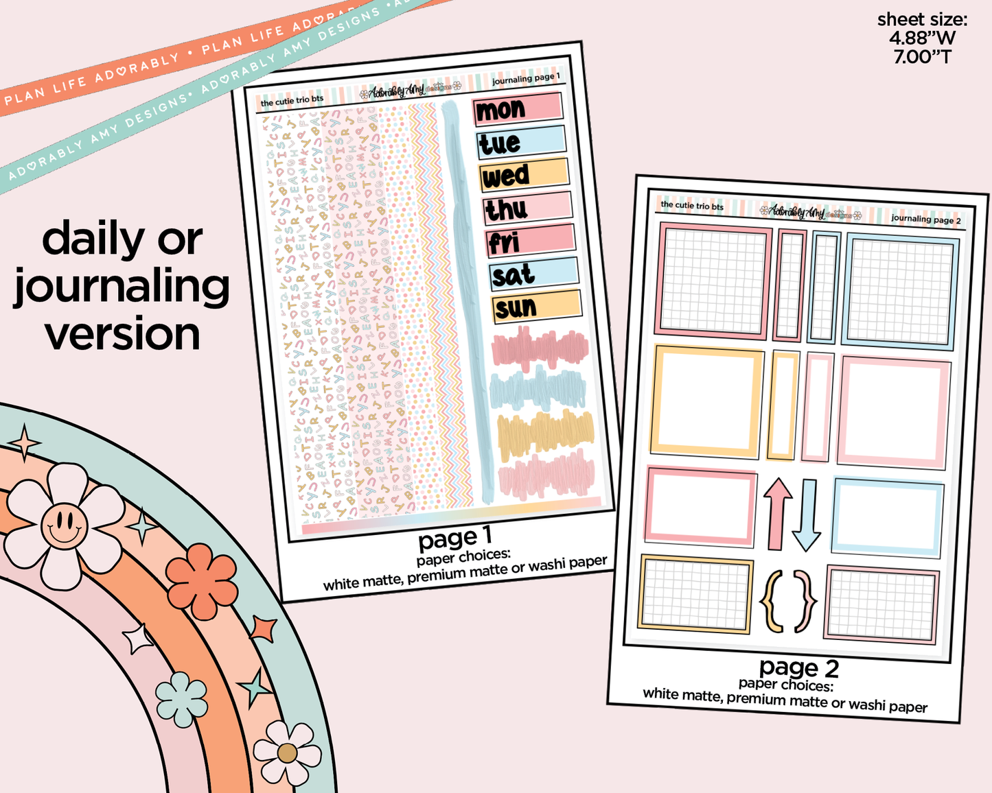 Journaling and Daily Planning The Cutie Trio Back to School Planner Sticker Kit