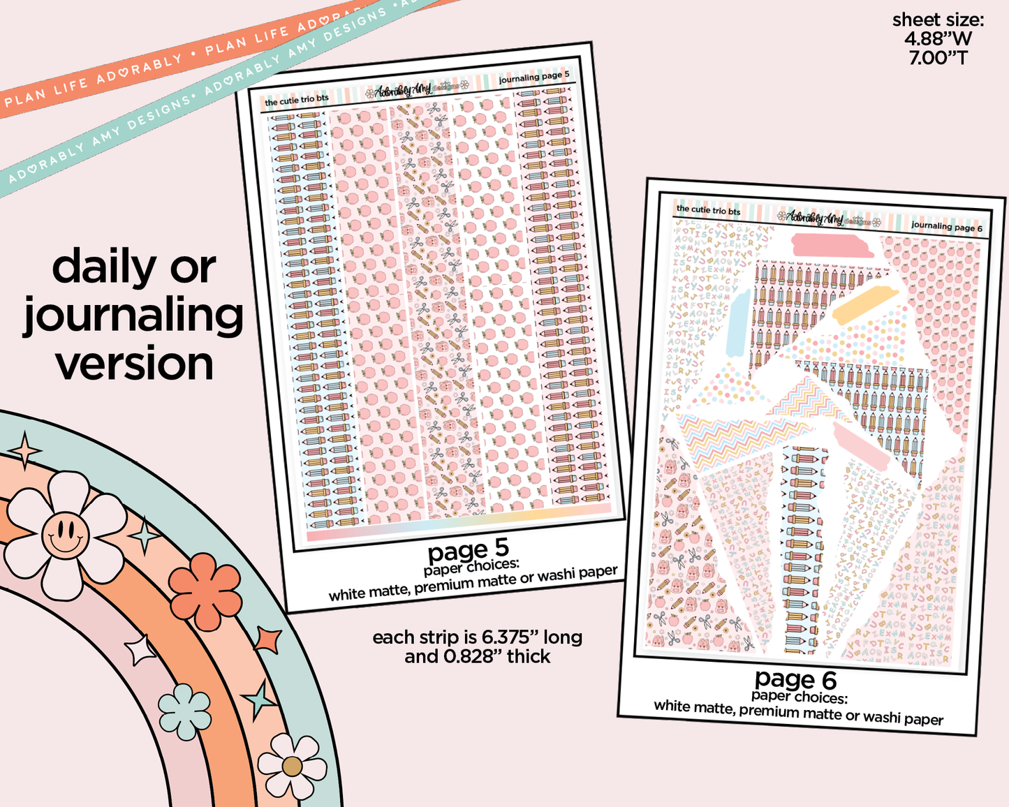 Journaling and Daily Planning The Cutie Trio Back to School Planner Sticker Kit