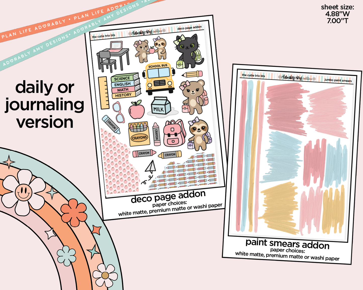 Journaling and Daily Planning The Cutie Trio Back to School Planner Sticker Kit