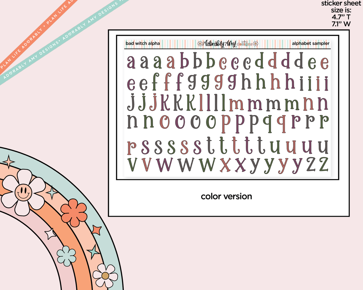 Bad Witch Club Alphabet Stickers Deco Typography Sampler Planner Stickers