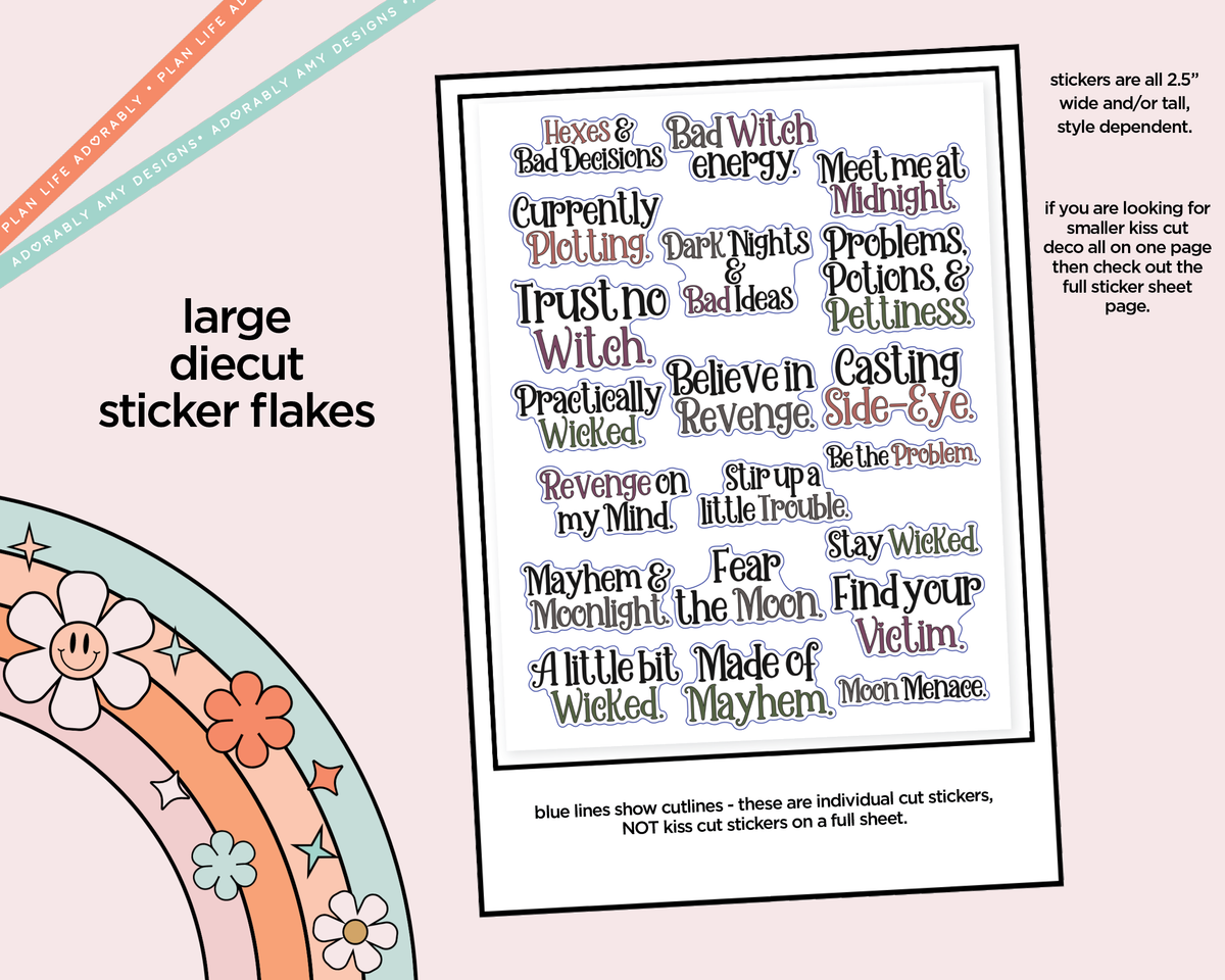Bad Witch Energy Typography Sampler Planner Stickers