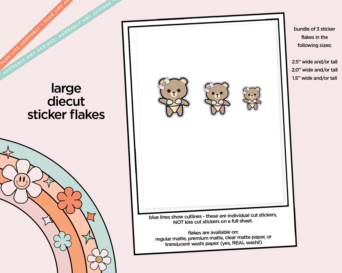 Bailee Bear Bikini Decoration Planner Stickers