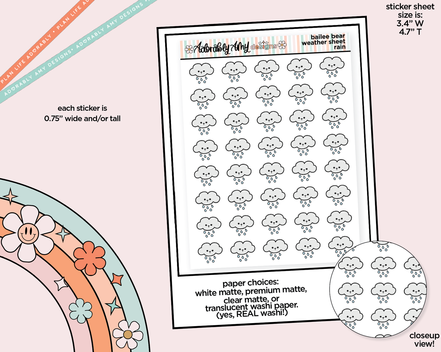 Bailee Bear Weather Stickers Decoration Planner Stickers