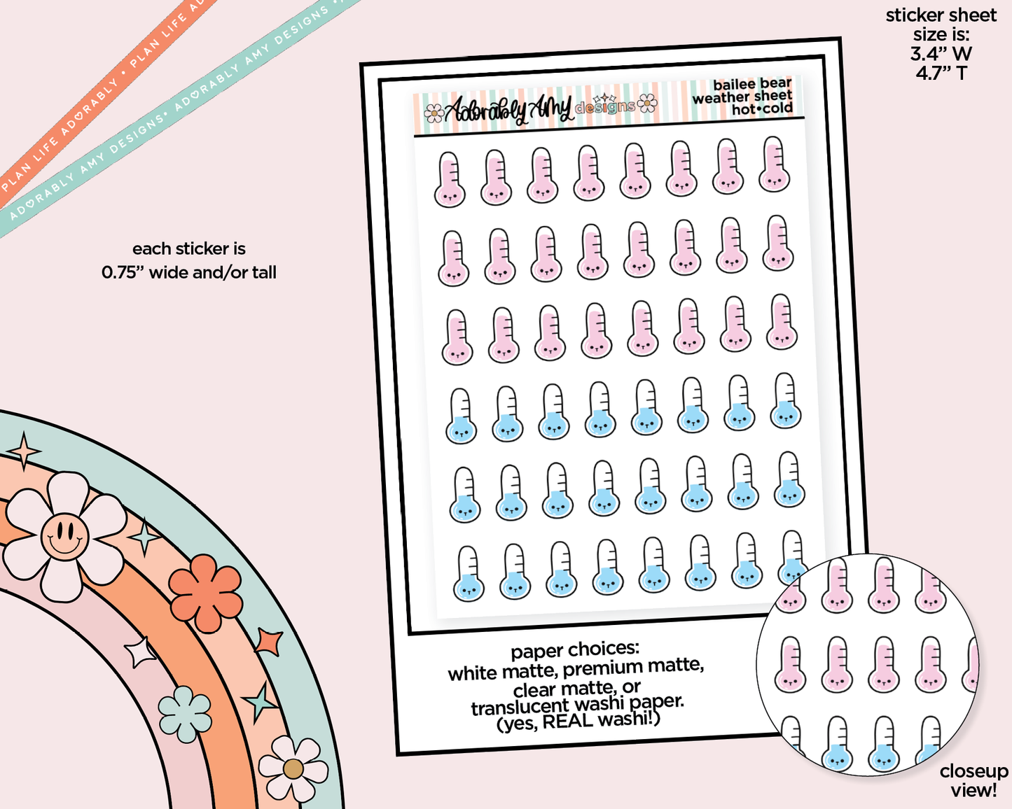 Bailee Bear Weather Stickers Decoration Planner Stickers
