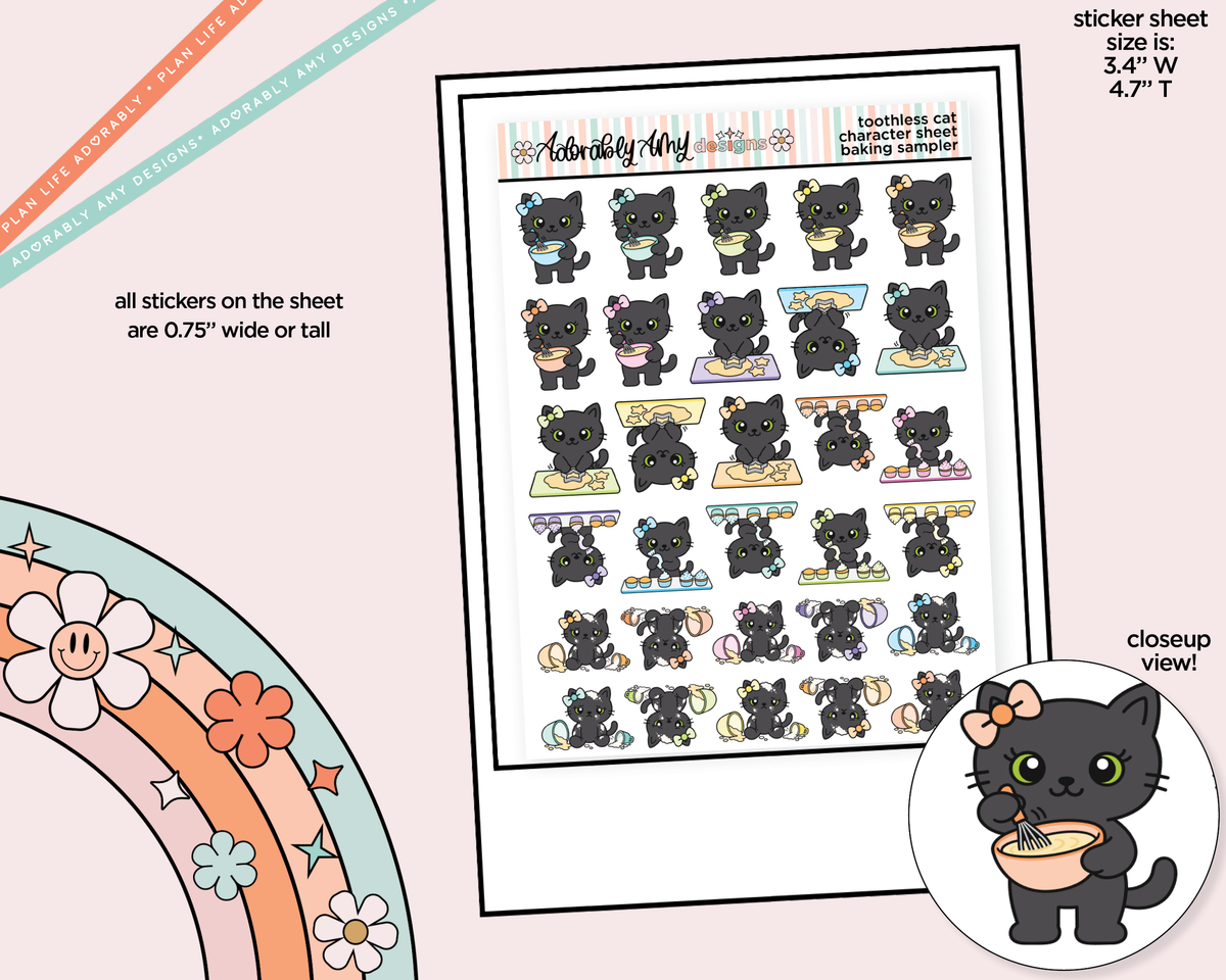 Toothless Cat Baking Day Sampler Decoration Character Planner Stickers