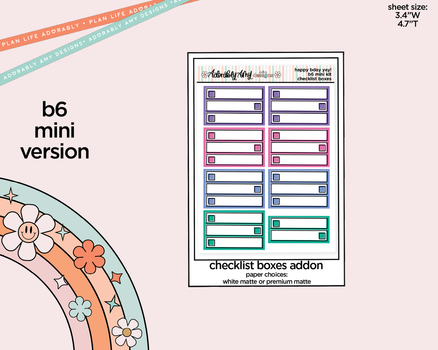 Mini B6 Happy Birthday Yay! Planner Sticker Kit sized for ANY Vertical Insert