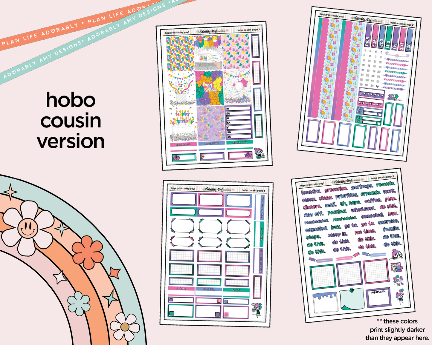 Hobonichi Cousin Weekly Happy Birthday Yay! Planner Sticker Kit for Hobo Cousin or Similar Planners